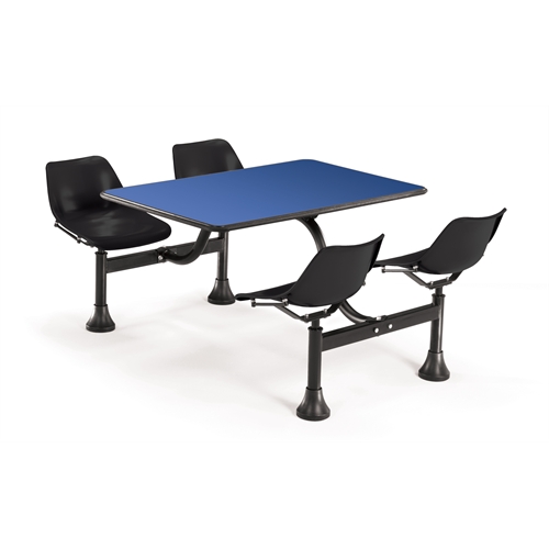 Cluster Table with Laminate top - 24 x 48, Black Seats, Blue Top. The main picture.